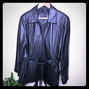 Genuine Black Leather Coat by OUTBROOK
